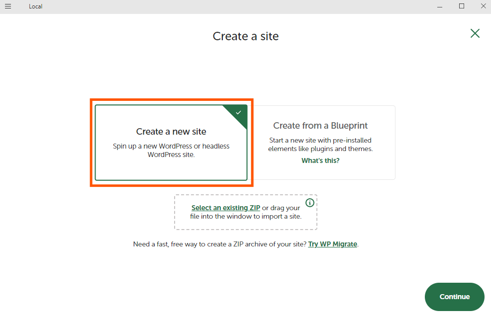 Create a new site